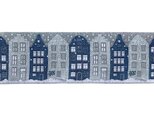 ドイツ ジャカードリボン19cm Kafka 冬の街 グレー R-0631 建物 雪 冬 街並み クリスマス