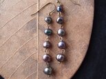 【antique】ブラックパールのロングピアス／Baroque Pearlsの画像