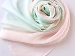 さらウール＊WOOLSILK＊薄桜色×青竹色＊ウールシルクストール