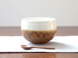 白と黄茶 丸いかけ分けスープボウル ＊ １の画像