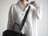 リネンのロングシャツ　白　No.265の画像