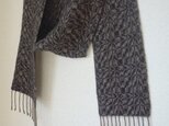 手織りカシミアマフラー・焦茶×黒の画像