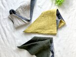 リバーシブル三角巾　大人用　ベルギーリネン×綿麻ダンガリー（ストライプ）キナリの画像