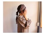 洋服屋さんが作る、全9色からお好きなカラーを選べるくしゅくしゅリネン幅広ヘアバンド／リネンターバン／バーガンディの画像