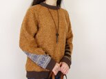 ウールブークレニットキャメルモックネックプルオーバーの画像