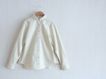 コットンスエードの丸えりシャツ　アイボリー
