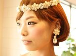 ブライダル用ヘッドドレス・ネックレス【パールのお花】の画像