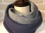楽チン❣️かぶるだけ★フリースのあったかスヌード（ネイビー・アッシュ×グレー）