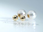 【送料無料】K18 ball 5mm アコヤキャッチ 3way ピアス ペアの画像