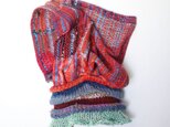 【織り×編み】鮮やかなバラクラバ 　フード付きネックウォーマーの画像