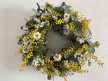 ミモザと花かんざしリース