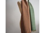 lambswool×cottonsilk stole   -green×orange-の画像