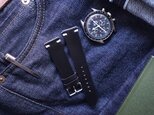 『高級革使用』ホーウィン　シェルコードバン　時計ベルト　AppleWatchバンド　黒　革ベルト　腕時計　カスタムの画像