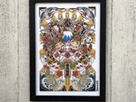 尾九 吉祥画 縁起熊手 イラスト 商売繁盛 大黒様 恵比寿様 A4サイズ フレーム付きの画像