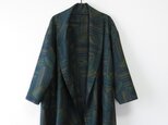 ＊アンティーク着物＊十日町紬のへちまカラーローブ（ゆったりサイズ・ベルト付）の画像