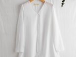 爽やかに魅せる長袖ブラウス　テンセルリネン　薄手　ホワイト　230211-1
