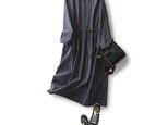 ★サンプルセール　1点のみ★お洒落に仕立てるレトロストライプロングワンピース　191017-1