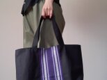 着物帯レトロ昭和トートバッグカバン紫の画像