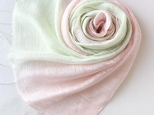 二重紗シルク＊薄桜色×白緑色＊レーヨンシルクストール