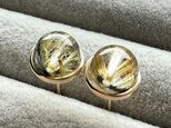 太陽放射ルチル クォーツ  1粒ピアス  14kgf　タイチンルチル 高品質