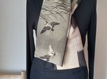 アンティーク男物長襦袢から雀のストール　絹の画像