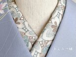 綿の刺繍半衿 青磁色×利休茶色【あと3点】の画像