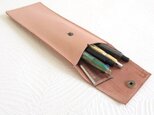 フラットペンケース《カーフスキン》サーモンピンク・マイクロシュリンク・0126
