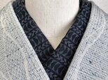 綿の刺繍半衿 幾何学模様 黒の画像