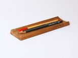 木製ペントレイ チーク材1 ペントレー 文具トレイ