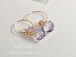 ピンクアメジストハートファセットカット・ピアス