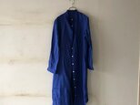 スタンドカラーlong shirt/ロングシャツ　ロイヤルブルーの画像