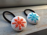 雪の結晶の刺繍ヘアゴム2個セット【送料無料】の画像