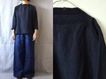 【受注制作】濃紺/味わい40リネン スラッシュネック長袖プルの画像