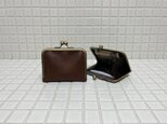 姫路レザーコンパクトがま口財布◆焦げ茶 薄手財布 がま口財布 革財布 コンパクト財布