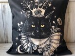 星月猫★「KING」アート　クッションカバー　45㎝クッション対応　コットン100％ 猫 キノコの画像