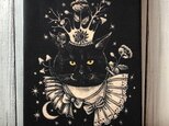 星月猫★アート「KING」絵画 木製パネル貼り SMサイズ複製画「002」猫の画像