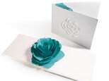 花のポップアップグリーティングカード〈ターコイズブルー-ローズ〉　forバースデー・ウェディング・母の日・卒業・お祝いの画像