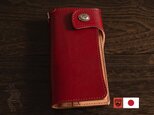 SALE 栃木レザー　バイカーズウォレット　レッド