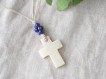 Bone Cross Pendant -white×blue-