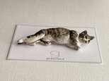 木彫りの寝・飯猫ブローチ　（白キジ №1）の画像