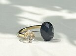 Fork ring-Navy×Herkimer diamond (フォークリング-ハーキマー)