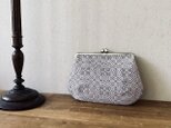 pouch[手織りがま口ポーチ]　グレーの画像