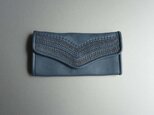 ・・ご予約作品・O様・・stitch long wallet  (blue)の画像
