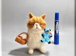 羊毛フェルト　猫　立ちニャンコ　エキゾチックショートヘアさん　ねこ　ネコ　猫フィギュアの画像