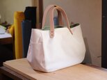 カラーオーダー可能　ころんばっぐ　横長サイズ　８号帆布　きなり　うぐいすの画像