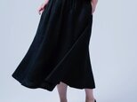 【wafu見習い製作品】数量限定！リネンチューリップスカート/ 黒色 s021a-bck1の画像