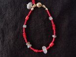 Labradorite × Red Coral Bracelet【GP】ラブラドライト×レッドコーラルMix ブレスレットの画像