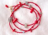 Red Coral × Glass Beads Mix Necklace【K14gf】レッドコーラル ミックスネックレスの画像