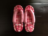 【FLIP TEE FLOP】24cm ミックス編みのオリジナル布ぞうり《チェリーピンク×ピンク×ホワイト》【No.173】の画像