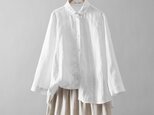 毎日、心地よく着られる実力派　リネンシャツブラウス　9分袖　230612-1